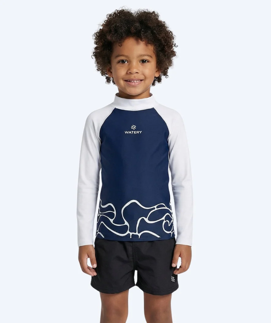 Watery UV Shirt für Kinder - Chilton Langarm Rashguard - Donkerblau/Weiß
