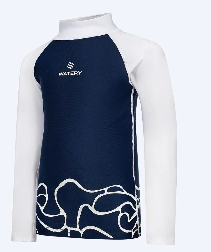 Watery UV Shirt für Kinder - Chilton Langarm Rashguard - Donkerblau/Weiß - Image 11