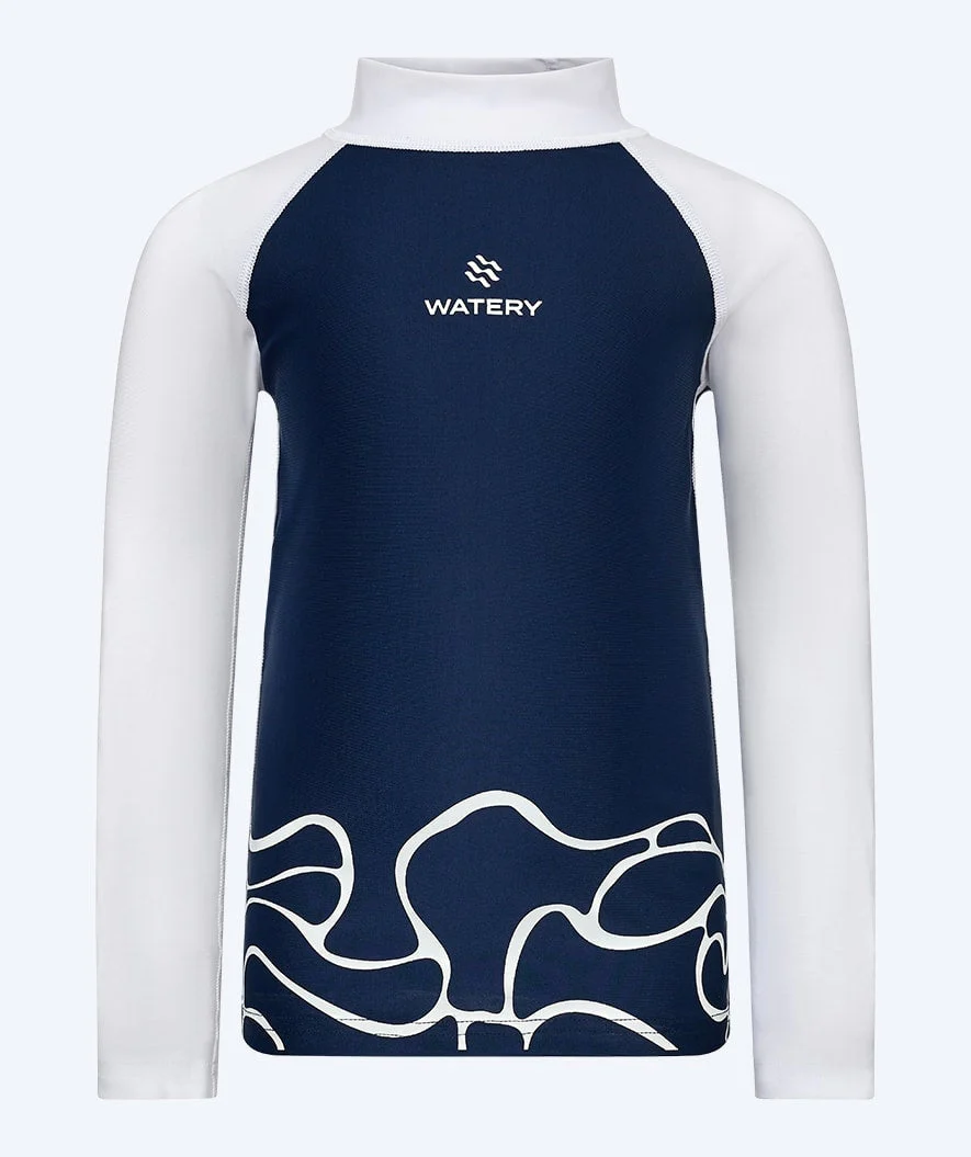 Watery UV Shirt für Kinder - Chilton Langarm Rashguard - Donkerblau/Weiß - Image 12