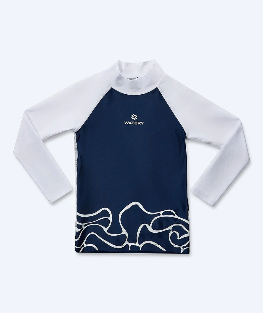 Watery UV Shirt für Kinder - Chilton Langarm Rashguard - Donkerblau/Weiß - Image 14