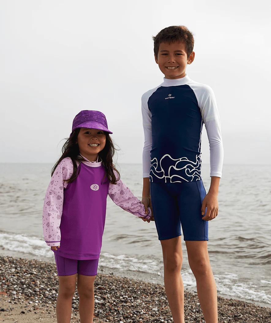 Watery UV Shirt für Kinder - Chilton Langarm Rashguard - Donkerblau/Weiß - Image 4