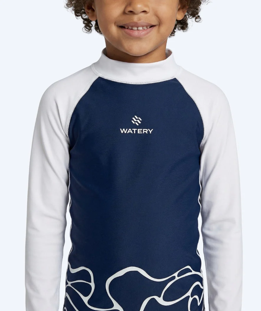 Watery UV Shirt für Kinder - Chilton Langarm Rashguard - Donkerblau/Weiß - Image 5