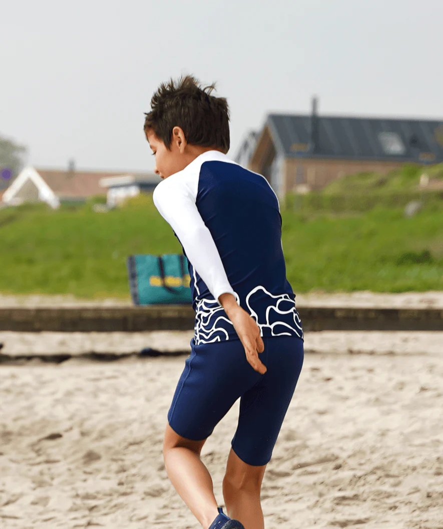 Watery UV Shirt für Kinder - Chilton Langarm Rashguard - Donkerblau/Weiß - Image 8