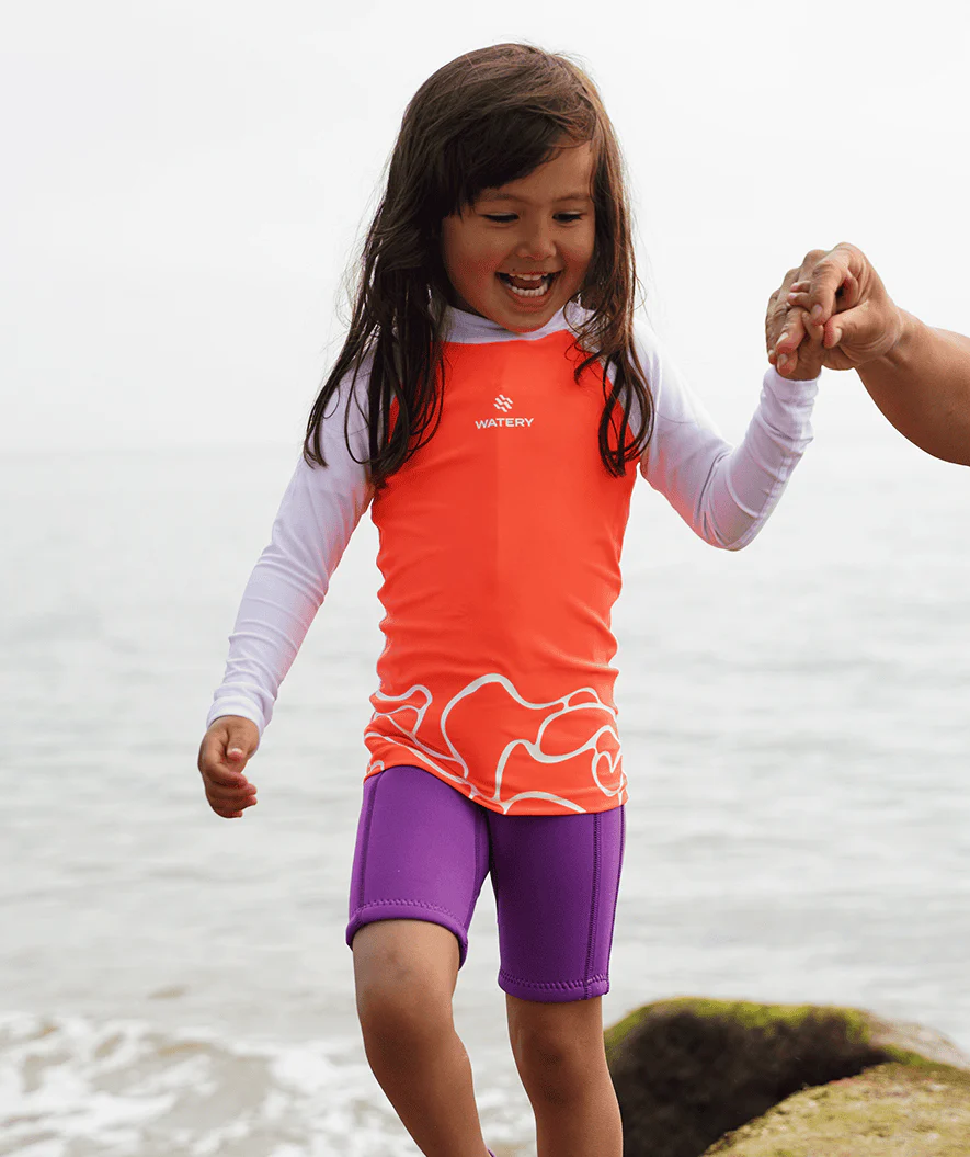 Watery UV Shirt für Kinder - Chilton Langarm Rashguard - Hellrosa/Weiß - Image 5