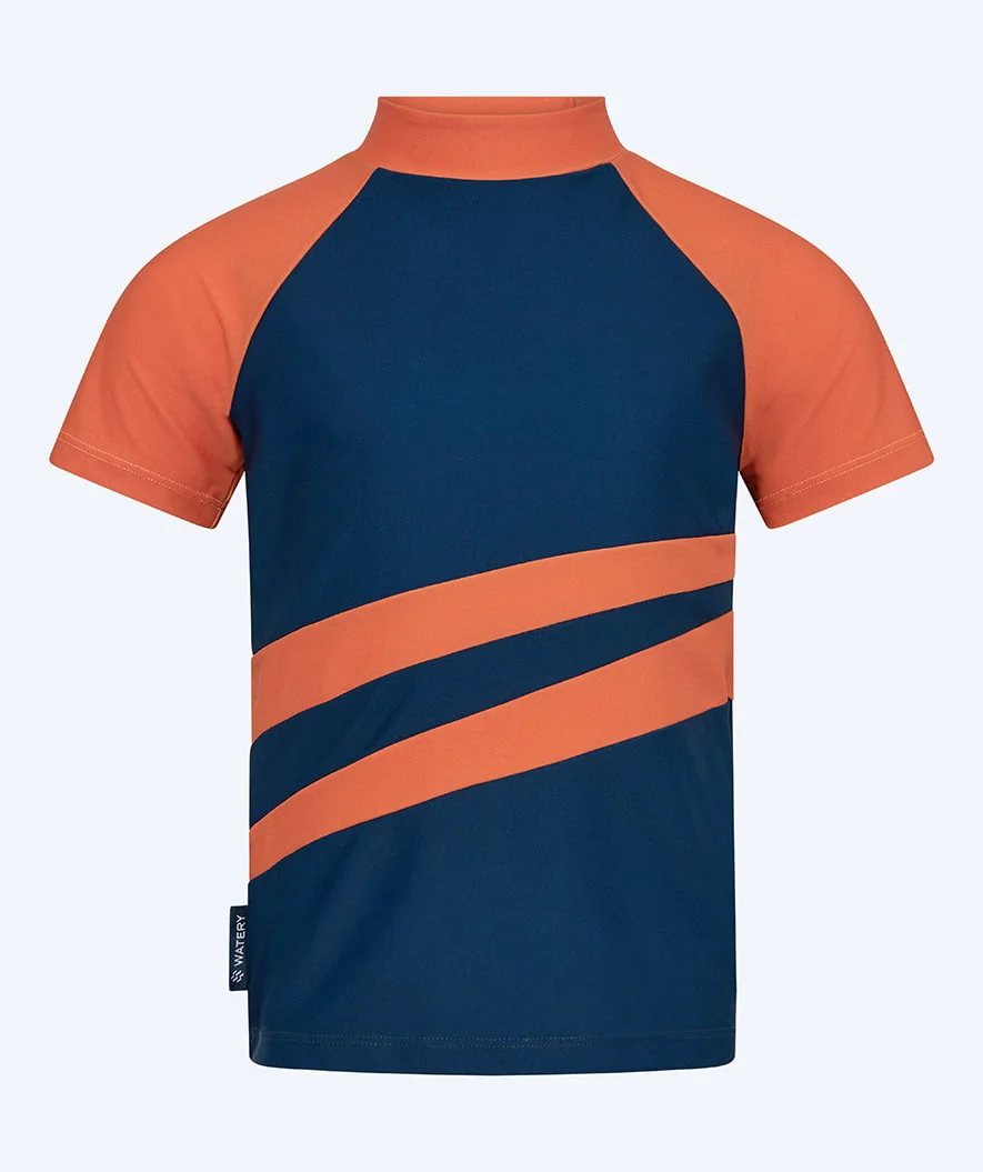 Watery UV Shirt für Kinder - Manami Kurzarm Rashguard - Orange/Blau - Image 7