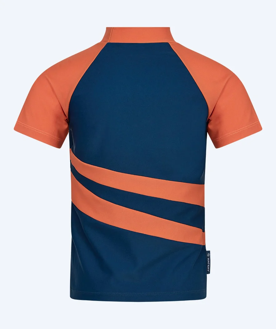 Watery UV Shirt für Kinder - Manami Kurzarm Rashguard - Orange/Blau - Image 8