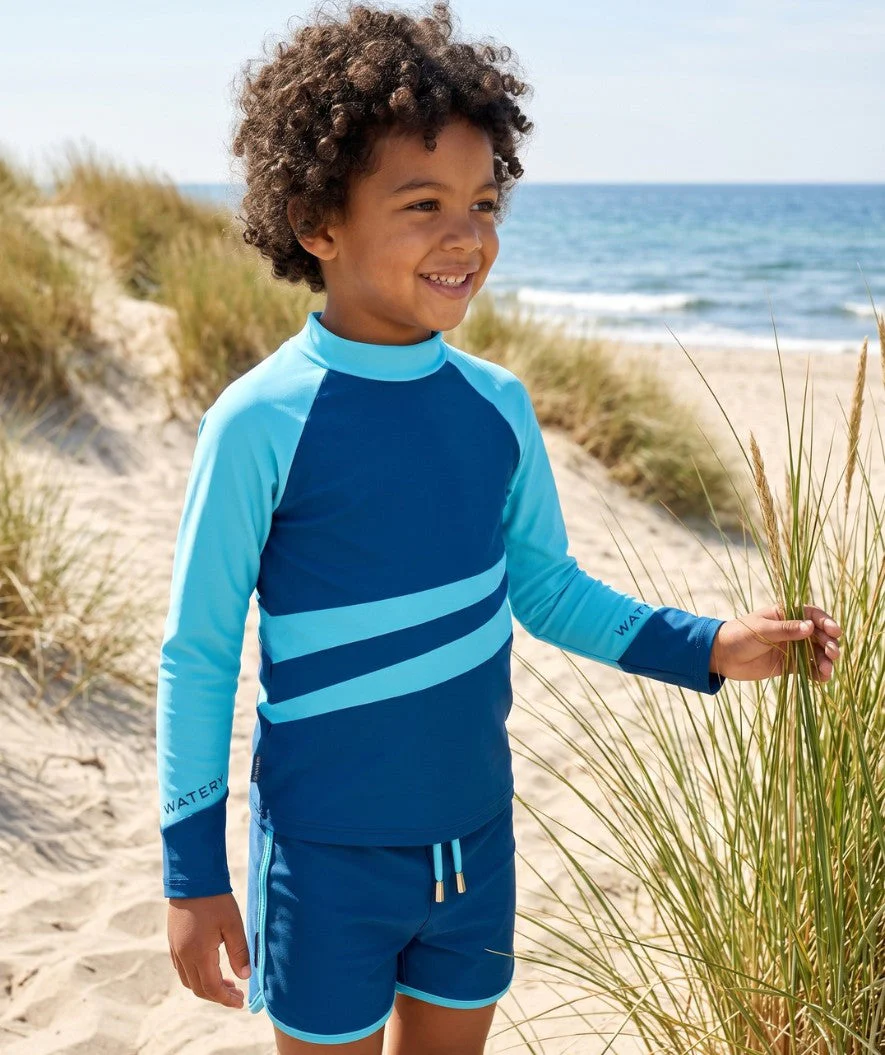 Watery UV Shirt für Kinder - Manami Langarm Rashguard - Atlantic Blue - Image 4