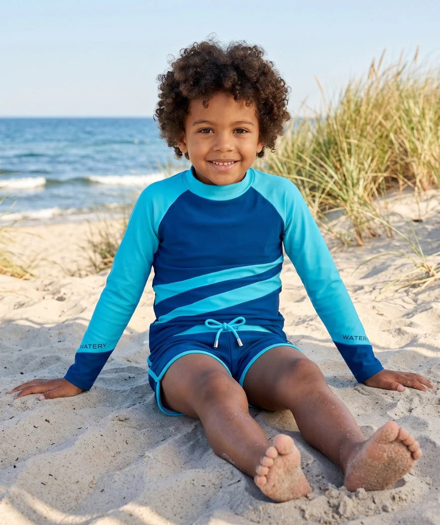 Watery UV Shirt für Kinder - Manami Langarm Rashguard - Atlantic Blue - Image 5