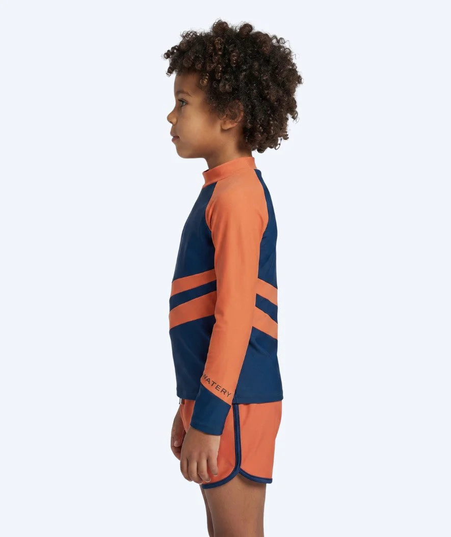 Watery UV Shirt für Kinder - Manami Langarm Rashguard - Orange/Blau - Image 3