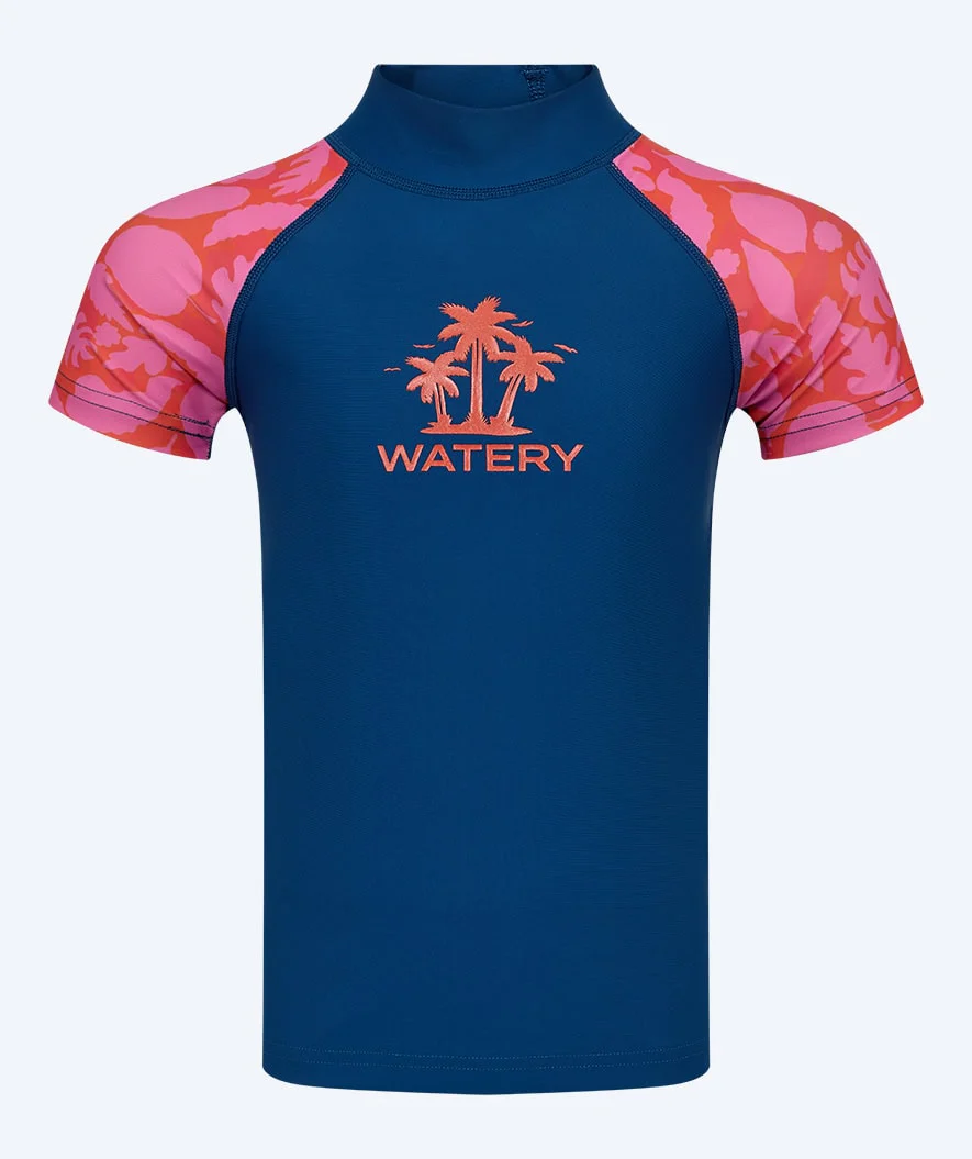Watery UV Shirt für Kinder - Osiris Kurzarm Rashguard - Rosa/Donkerblau - Image 3