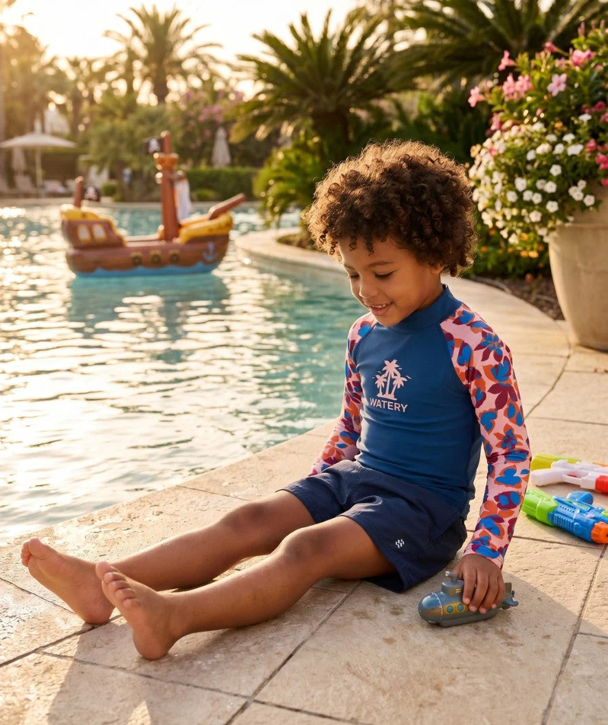 Watery UV Shirt für Kinder - Osiris Langarm Rashguard - Hellrosa/Donkerblau - Image 4