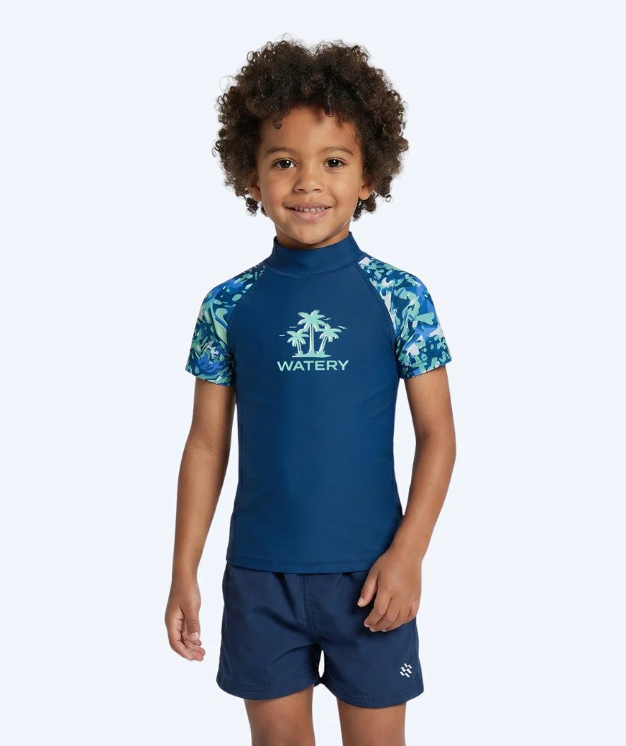 Watery UV Shirt für Kinder - Katsu Kurzarm Rashguard - Hellblau/Donkerblau