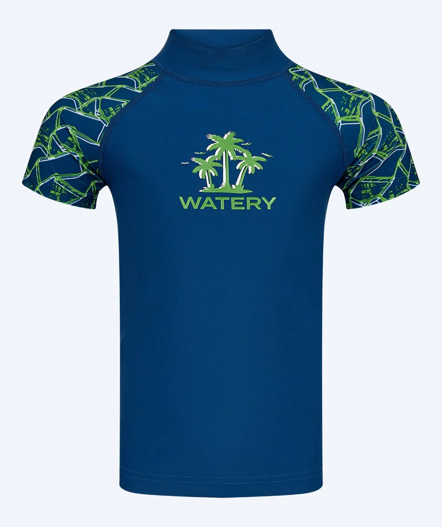 Watery UV Shirt für Kinder - Katsu Kurzarm Rashguard - Grün/Donkerblau - Image 9