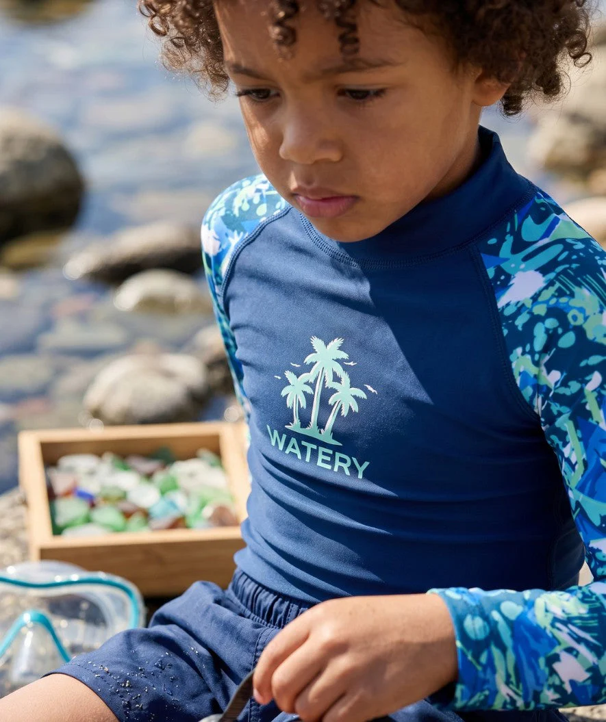 Watery UV Shirt für Kinder - Katsu Langarm Rashguard - Hellblau/Donkerblau - Image 7
