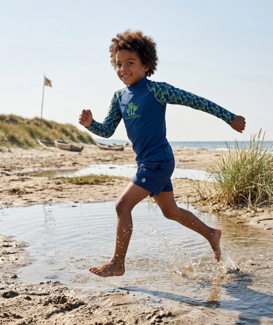 Watery UV Shirt für Kinder - Katsu Langarm Rashguard - Grün/Donkerblau - Image 6